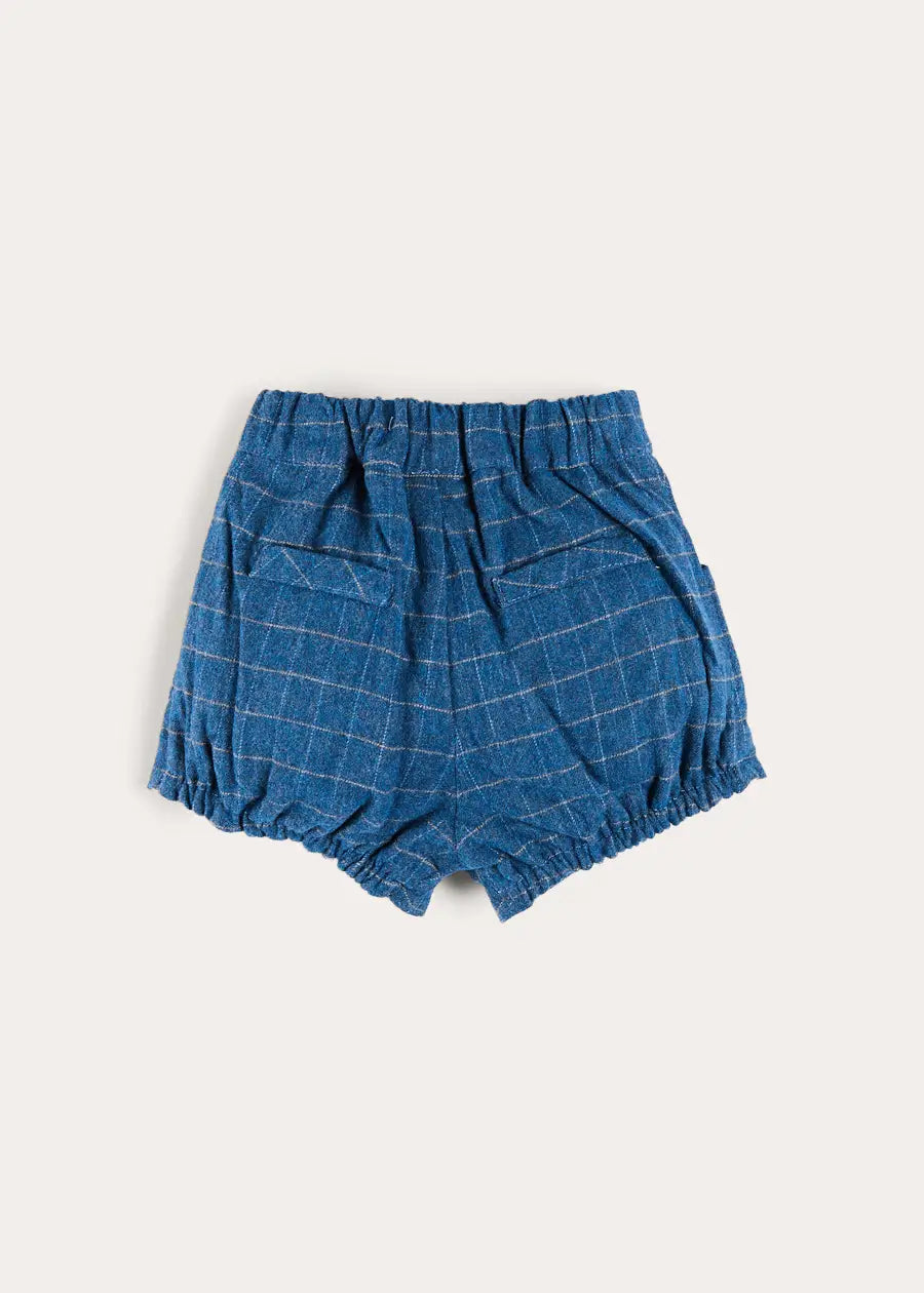 Moreton Check Button Detail Bloomer Shorts in Navy (6mths-4yrs) Bloomers from Pepa London