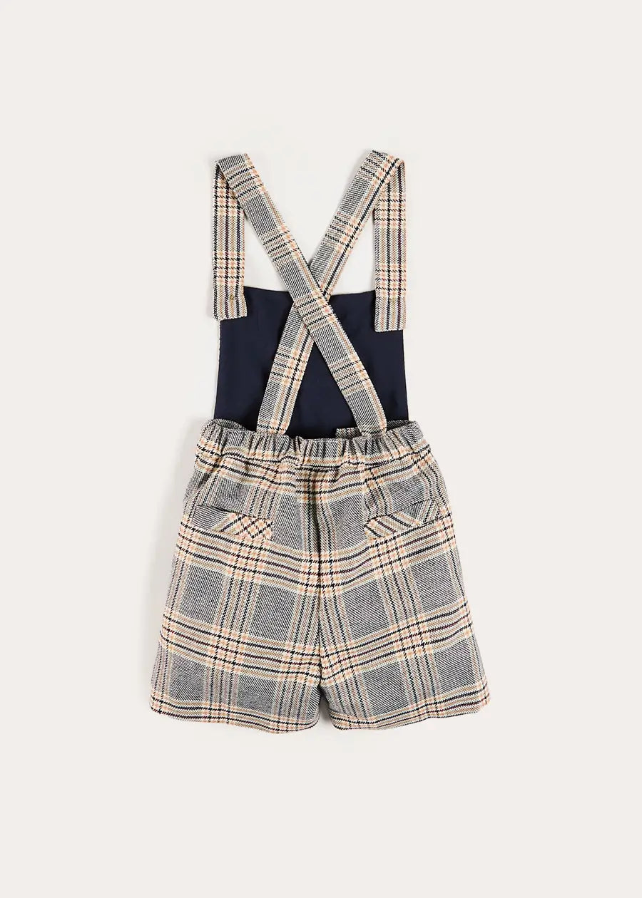 Walcott Check Short Dungarees in Blue (18mths-4yrs) Dungarees from Pepa London