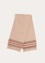 Fair Isle Knitted Scarf in Camel (OS) Knitted Accessories from Pepa London