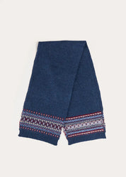 Fair Isle Knitted Scarf in Navy (OS) Knitted Accessories from Pepa London