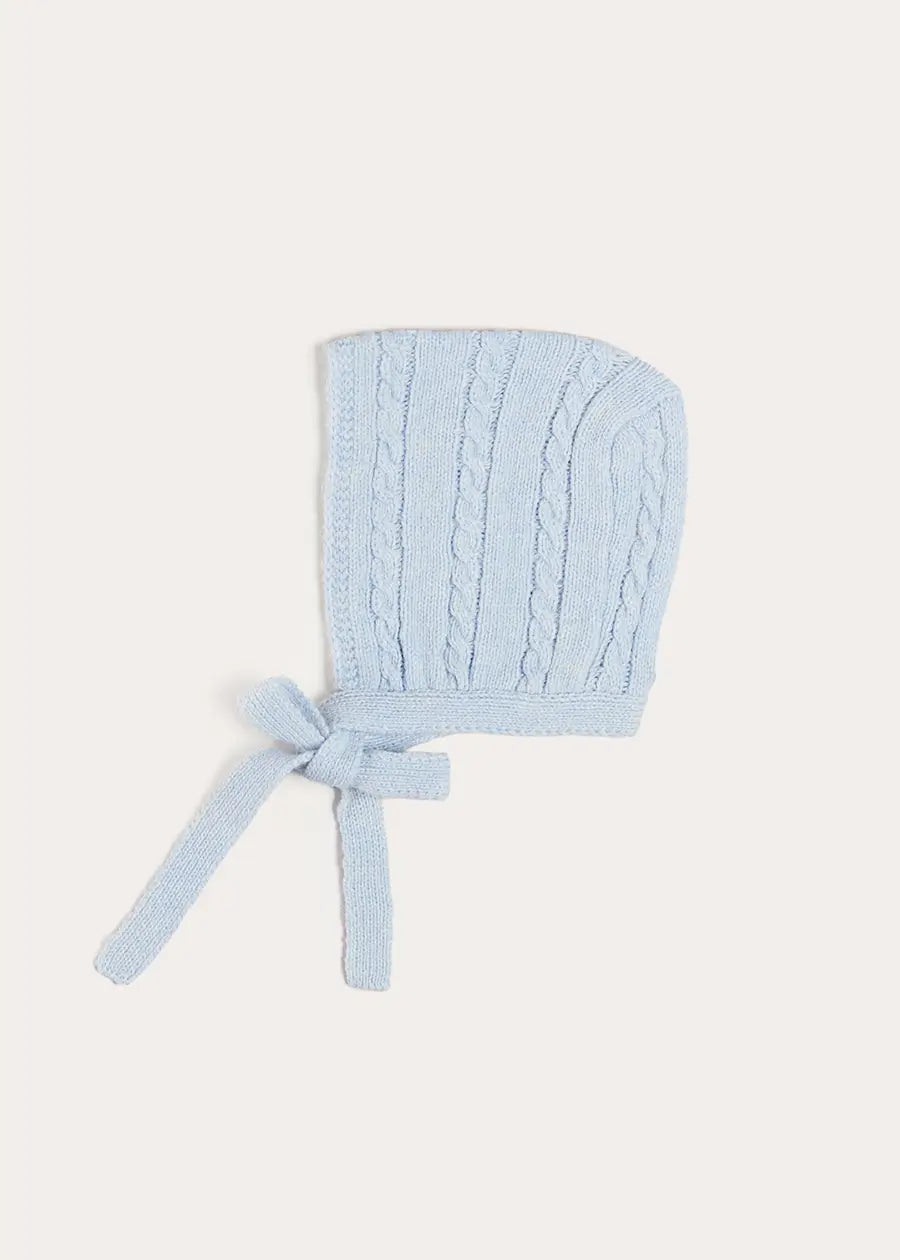 Cashmere Cable Knit Bonnet in Blue (XS-L) Bonnets from Pepa London