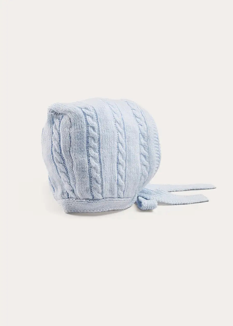 Cashmere Cable Knit Bonnet in Blue (XS-L) Bonnets from Pepa London