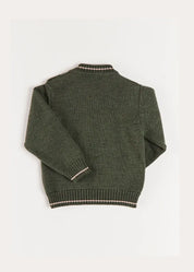 Corgi Embroidered Button Detail Jumper in Green (18mths-10yrs) Knitwear from Pepa London
