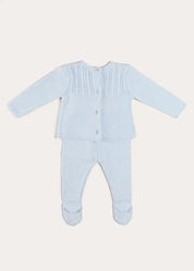 Cashmere Long Sleeve Cable Knitted Set in Blue (1mth-12mths) Knitted Sets from Pepa London