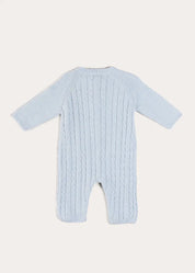 Cashmere Cable Knit Pocket Detail All In One in Blue (1mth-12mths) ALL-IN-ONE from Pepa London