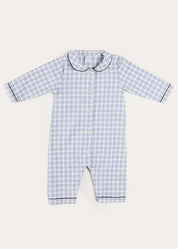 Wilfred Check Long Sleeve All In One Pyjamas in Blue (6mths-3yrs) #N/A from Pepa London