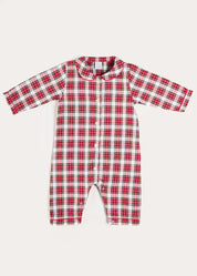 Francis Tartan Long Sleeve All In One Pyjama in Red (6mths-3yrs) #N/A from Pepa London