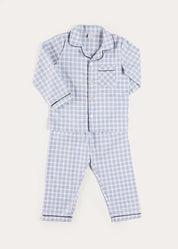 Wilfred Check Pyjamas in Blue (18mths-10yrs) Nightwear from Pepa London