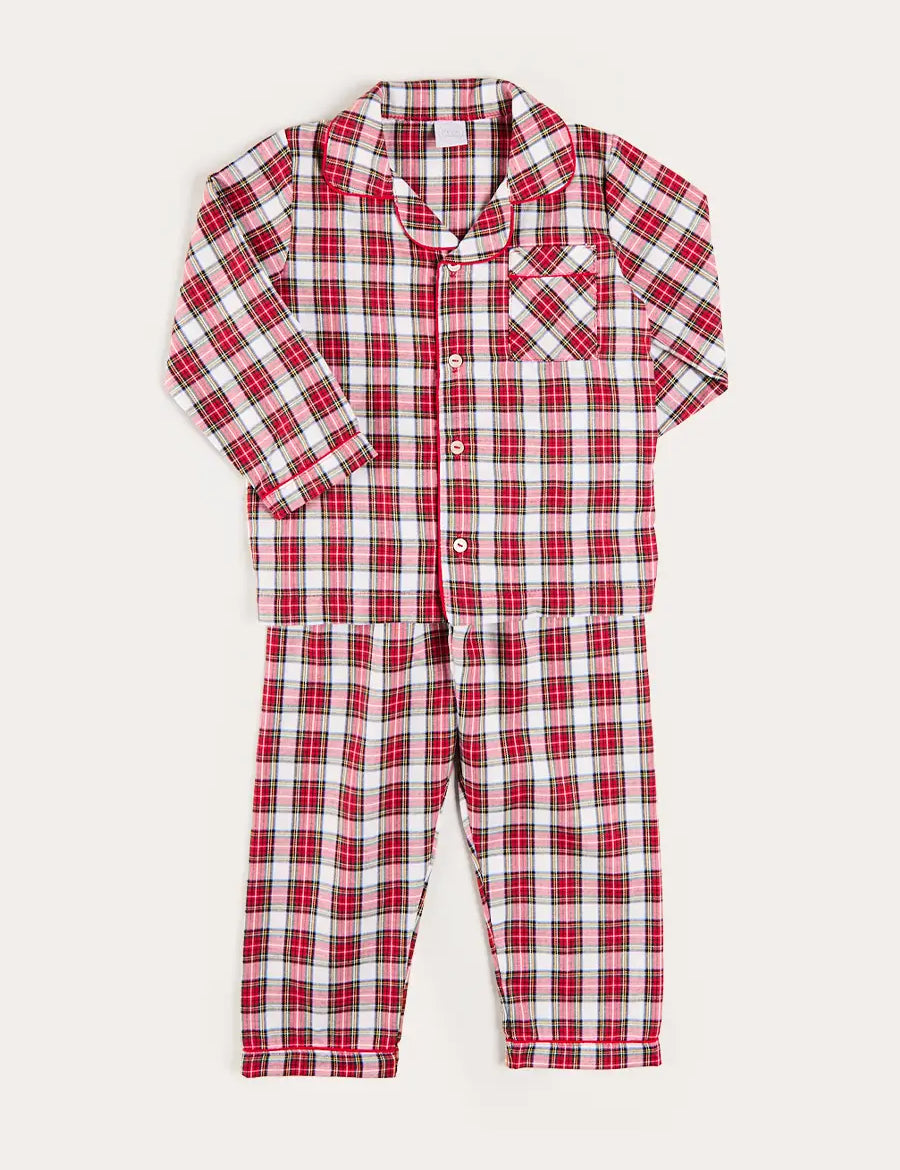 Francis Tartan Pyjamas in Red (18mths-10yrs) Nightwear from Pepa London
