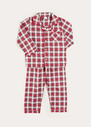 Francis Tartan Pyjamas in Red (18mths-10yrs) Nightwear from Pepa London