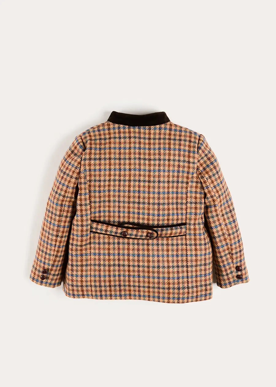 Vincent Check Austrian Single Breasted Jacket in Brown (18mths-10yrs) Coats from Pepa London