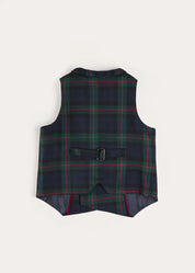 Kinnerton Tartan Double Breasted Waist Coat Vest in Green (4-10yrs) Coats from Pepa London