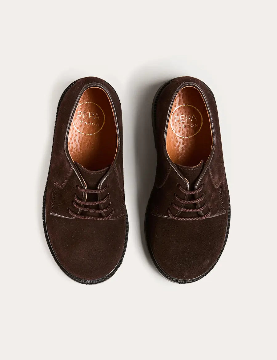 Suede Lace Up Shoes in Brown (24-35EU) Shoes from Pepa London