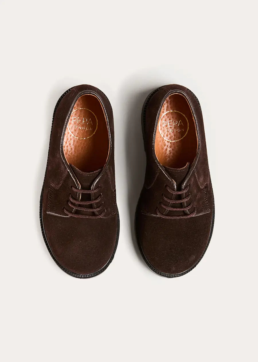 Suede Lace Up Shoes in Brown (24-35EU) Shoes from Pepa London