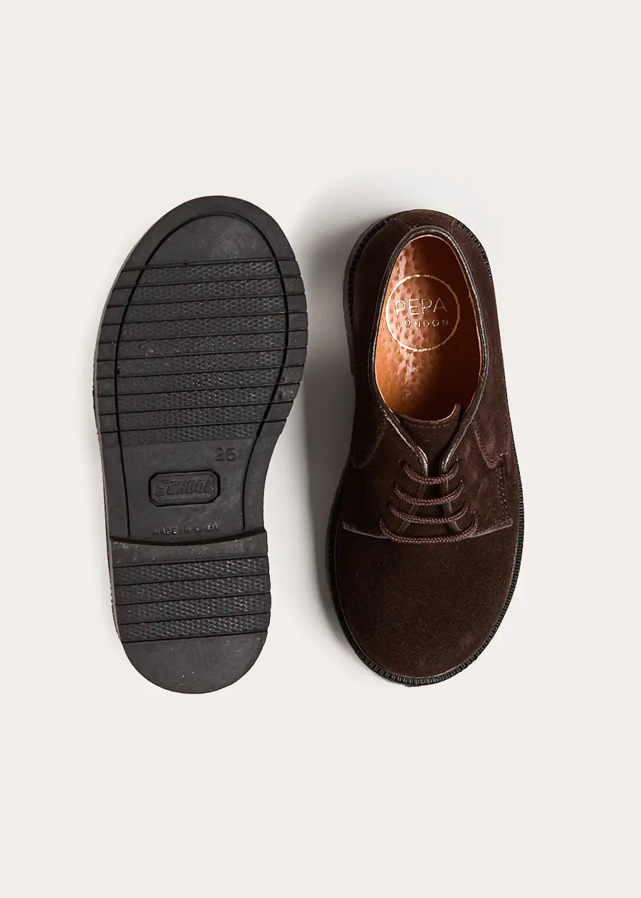 Suede Lace Up Shoes in Brown (24-35EU) Shoes from Pepa London