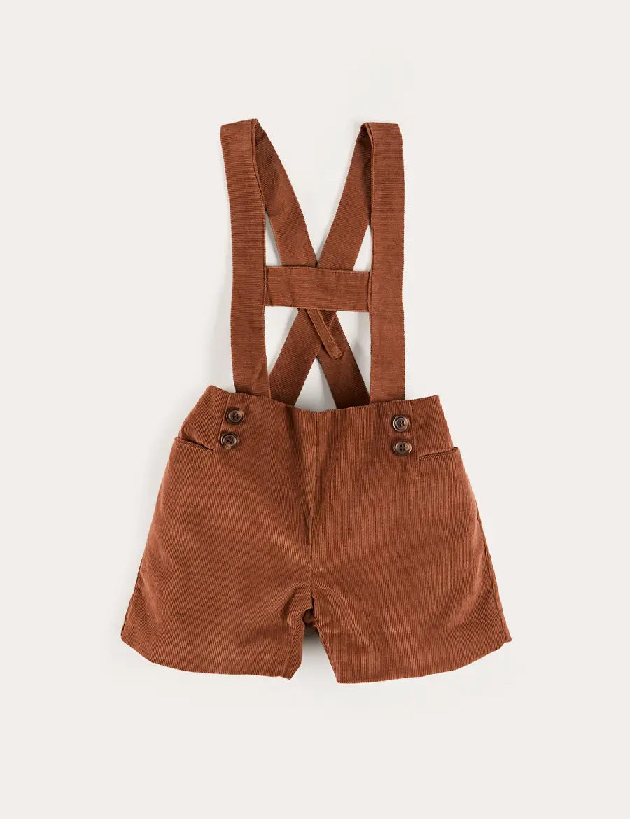 Button Detail Shorts with Braces in Brown (18mths-4yrs) Shorts from Pepa London