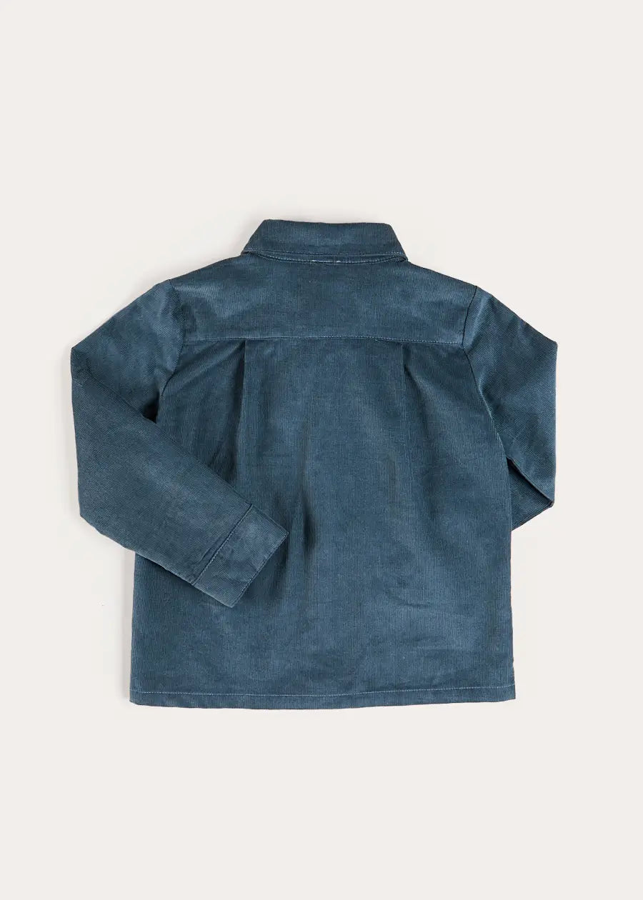 Polo Collar Corduroy Shirt in Blue (3-10yrs) Shirts from Pepa London