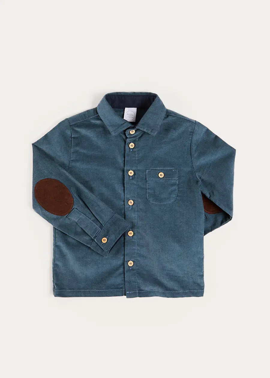 Polo Collar Corduroy Shirt in Blue (3-10yrs) Shirts from Pepa London