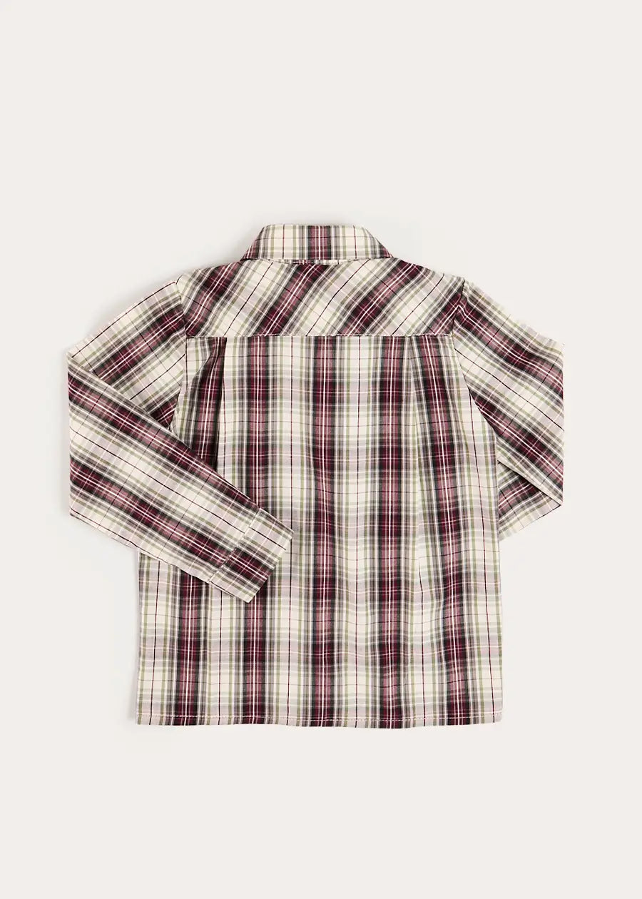 Whittaker Check Polo Collar Long Sleeve Shirt in Brown (3-10yrs) Shirts from Pepa London
