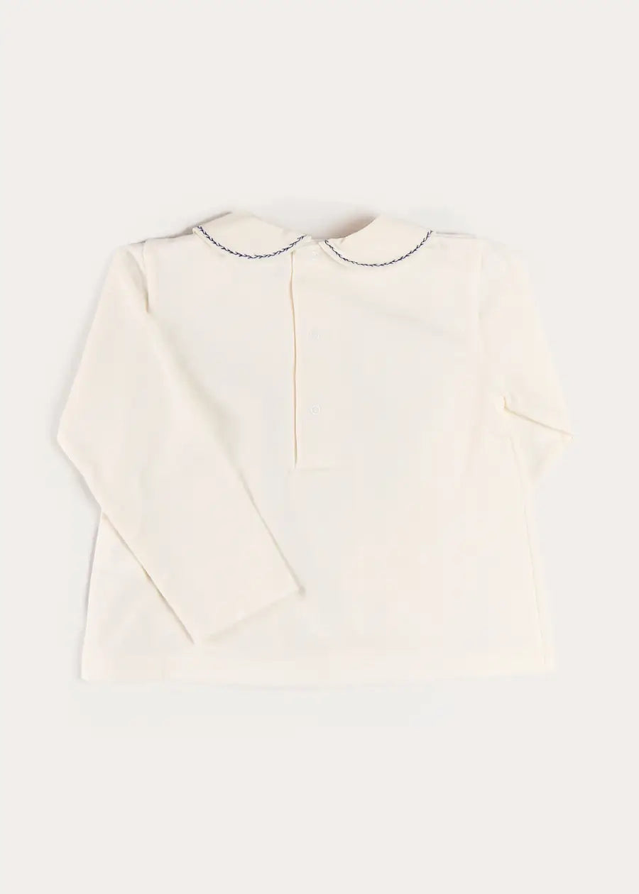 Embroidered Peter Pan Collar Top in Blue (18mths-5yrs) Tops & Bodysuits from Pepa London