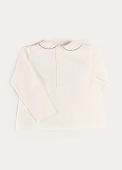 Embroidered Peter Pan Collar Top in Blue (18mths-5yrs) Tops & Bodysuits from Pepa London
