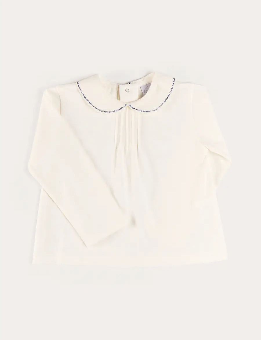 Embroidered Peter Pan Collar Top in Blue (18mths-5yrs) Tops & Bodysuits from Pepa London
