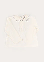 Embroidered Peter Pan Collar Top in Blue (18mths-5yrs) Tops & Bodysuits from Pepa London
