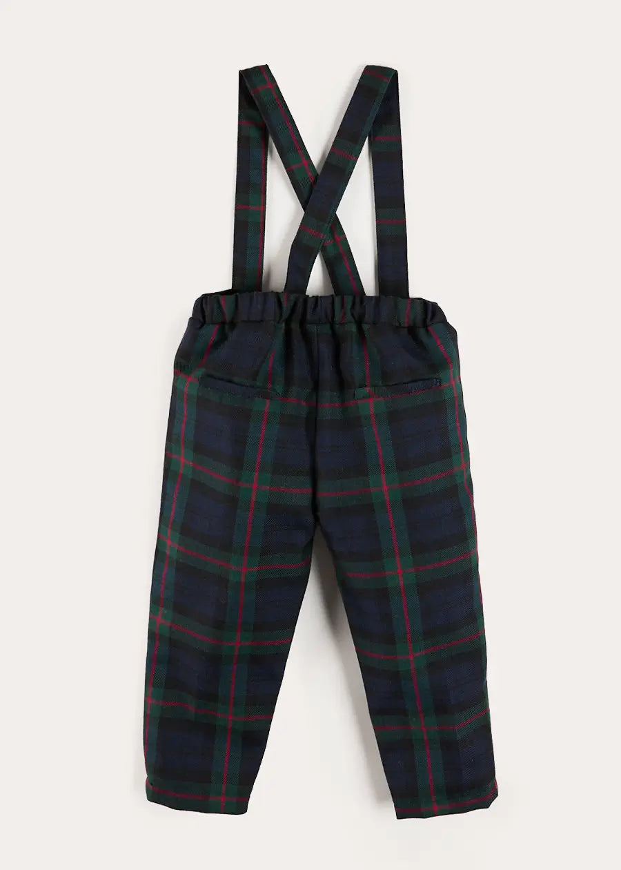 Kinnerton Tartan Trousers with Braces in Blue (18mths-5yrs) Trousers from Pepa London
