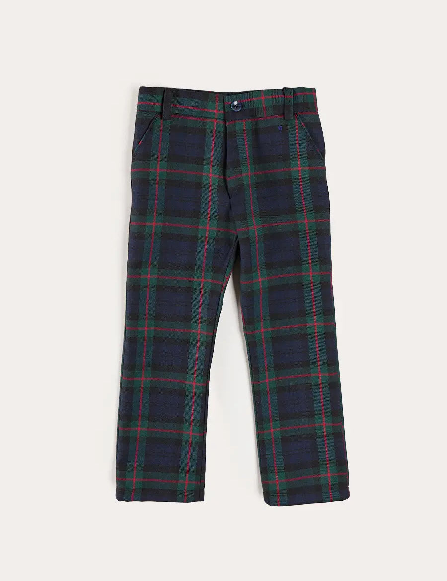 Kinnerton Tartan Pocket Detail Trousers in Navy (4-10yrs) Trousers from Pepa London