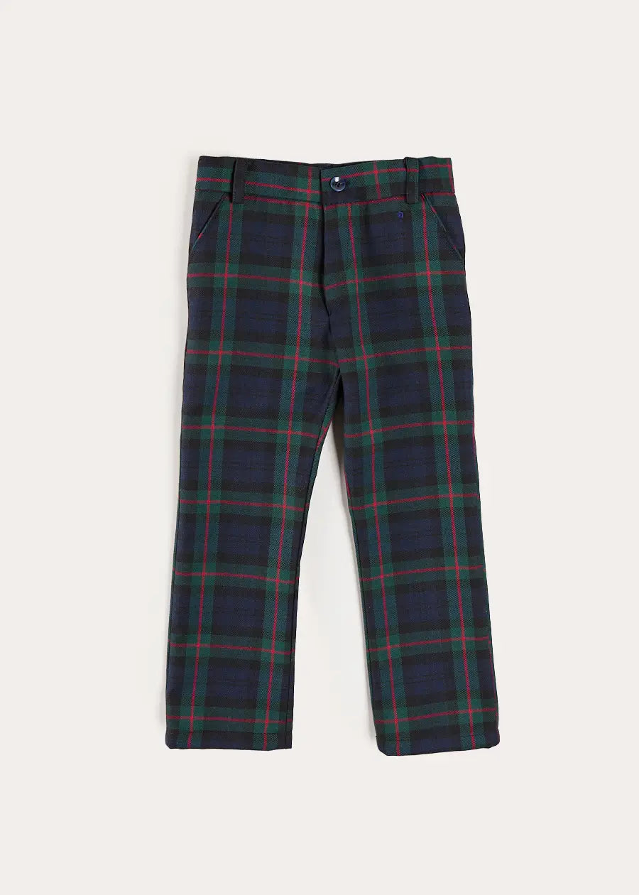 Kinnerton Tartan Pocket Detail Trousers in Navy (4-10yrs) Trousers from Pepa London