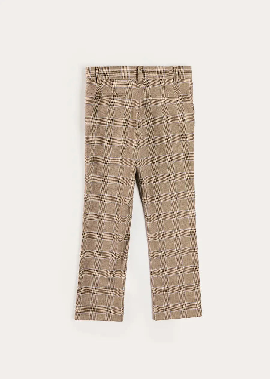 Wilton Check Pocket Detail Trousers in Beige (4-10yrs) Trousers from Pepa London