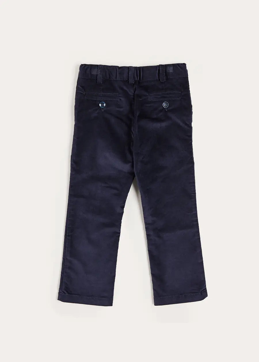 Velvet Pocket Detail Chino Trousers in Navy (4-10yrs) Trousers from Pepa London