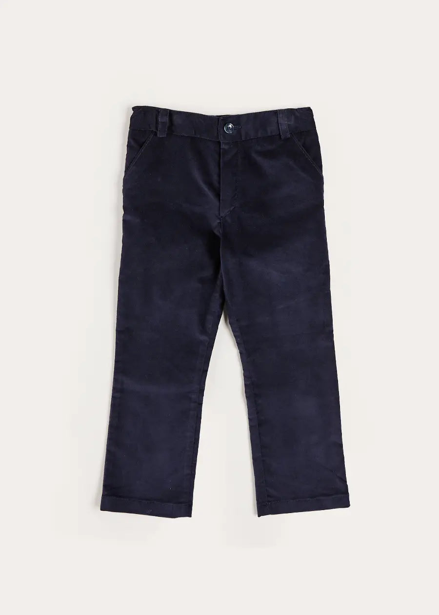 Velvet Pocket Detail Chino Trousers in Navy (4-10yrs) Trousers from Pepa London