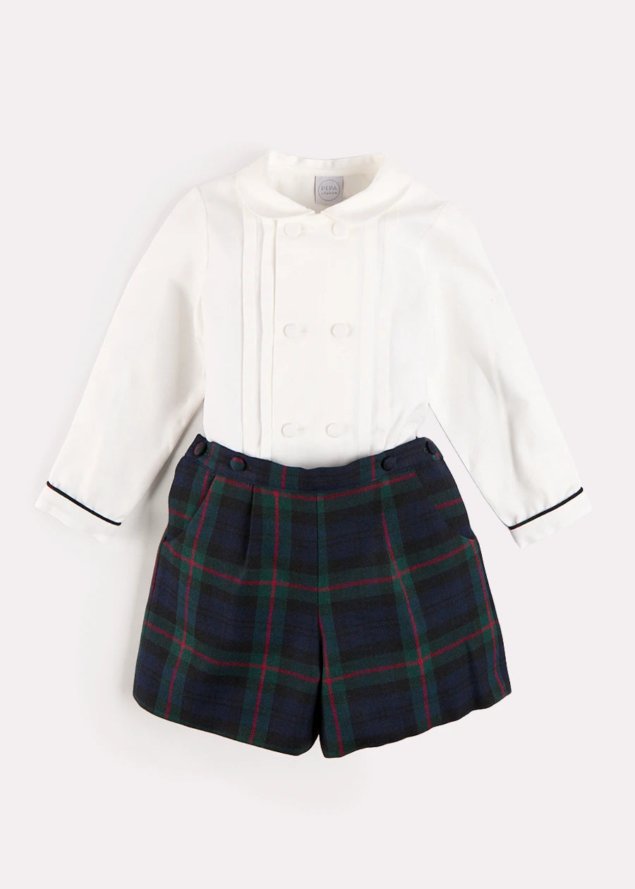 Kinnerton Tartan Peter Pan Collar Long Sleeve Two Piece Set in Green (18mths-6yrs) TWO PIECE SETS from Pepa London