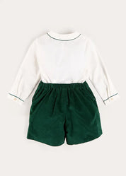 Velvet Contrast Trim Long Sleeve Two Piece Set in Green (18mths-6yrs) TWO PIECE SETS from Pepa London
