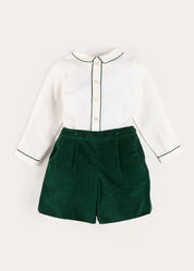 Velvet Contrast Trim Long Sleeve Two Piece Set in Green (18mths-6yrs) TWO PIECE SETS from Pepa London