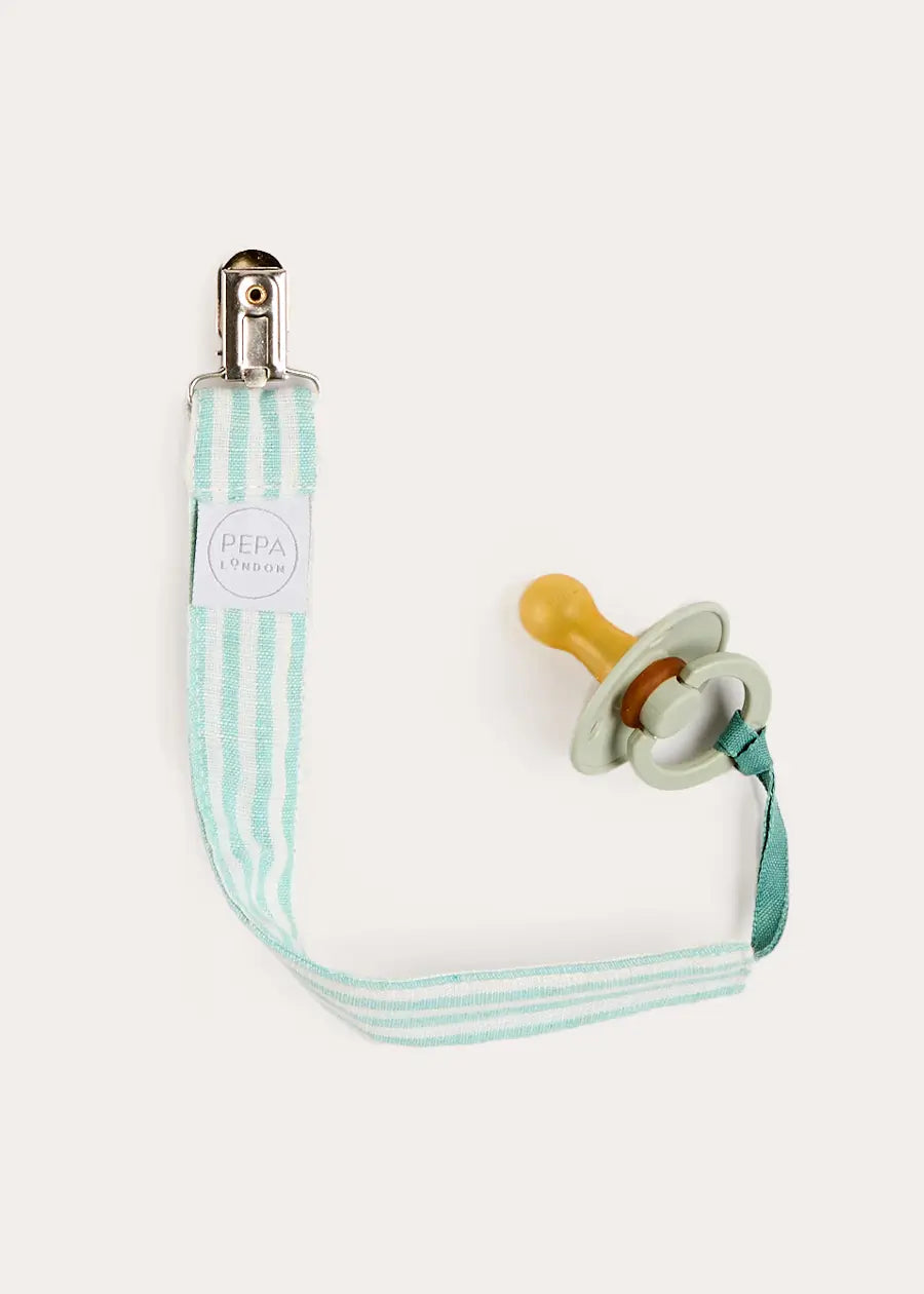 Wimbledon Stripe Dummy Clip in Green Accessories from Pepa London