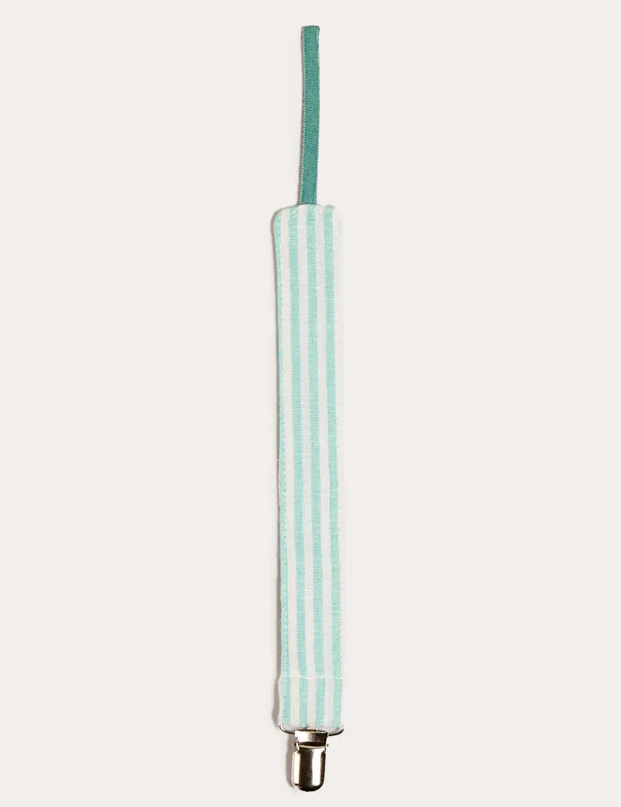 Wimbledon Stripe Dummy Clip in Green ACCESSORIES from Pepa London