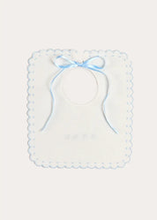 Whale Hand Embroidered Scallop Edge Square Bib in Blue Accessories from Pepa London