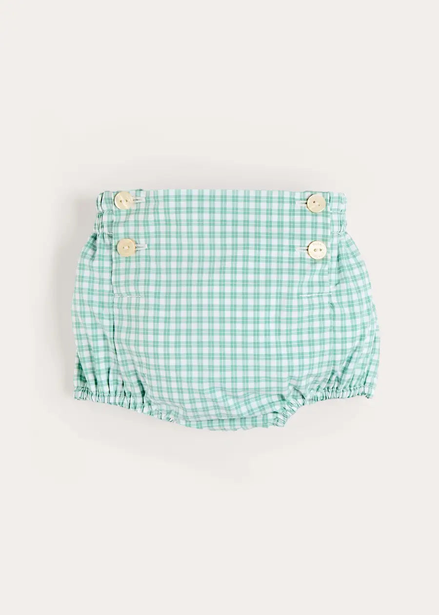 Lucas Check Button Detail Bloomers in Green (1mth-2yrs) Bloomers from Pepa London