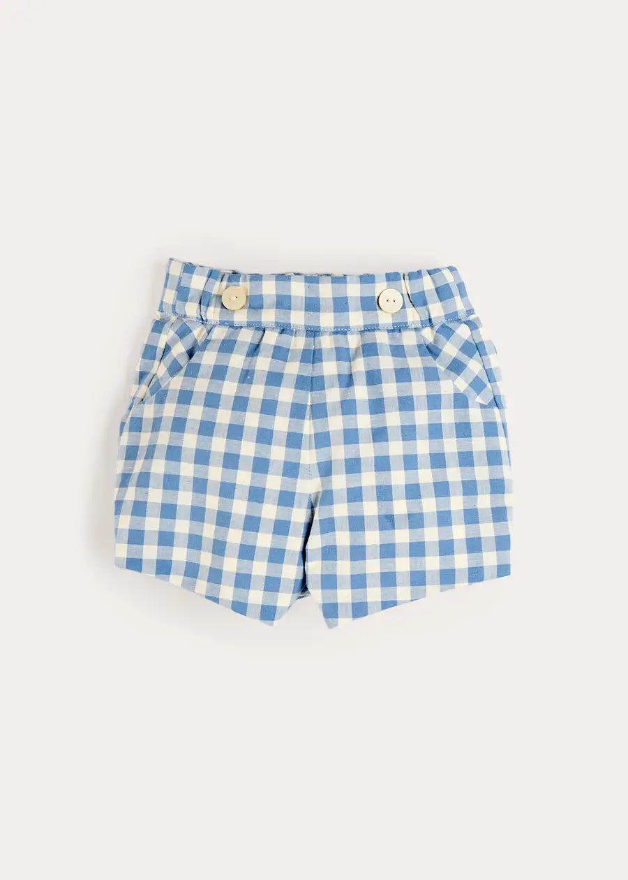 Victoria Gingham Button Detail Bloomers in Blue (3mths-3yrs) Bloomers from Pepa London