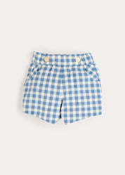 Victoria Gingham Button Detail Bloomers in Blue (3mths-3yrs) Bloomers from Pepa London