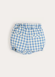 Victoria Gingham Button Detail Bloomers in Blue (3mths-3yrs) Bloomers from Pepa London