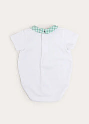 Lucas Check Button Detail Bodysuit in Green (1mth-2yrs) Tops & Bodysuits from Pepa London