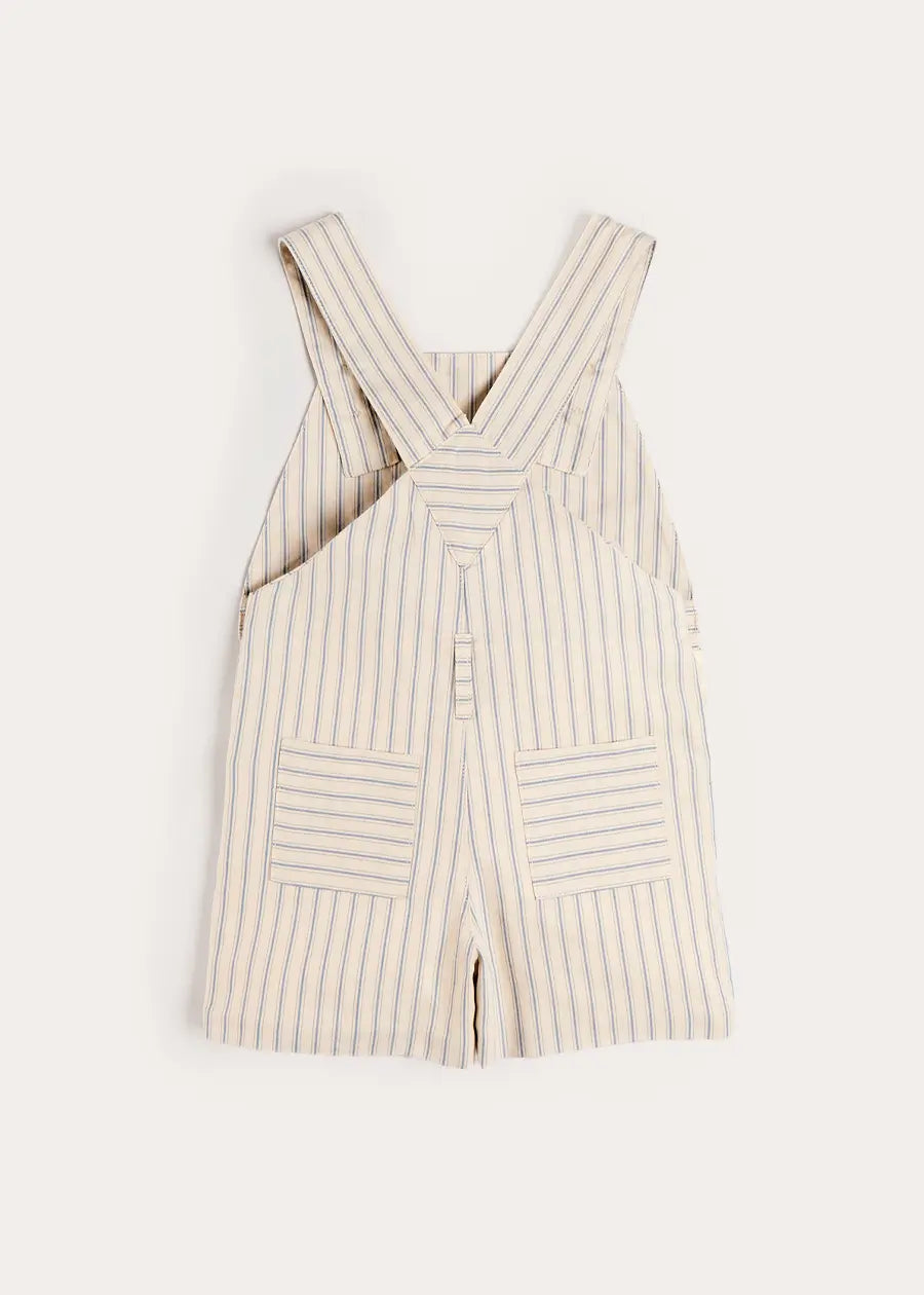 Percy Stripe Insignia Pocket Detail Dungarees in Blue (18mths-4yrs) Dungarees from Pepa London