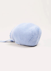 Lace Detail Knitted Bonnet in Light Blue (0-9mths) Bonnets from Pepa London