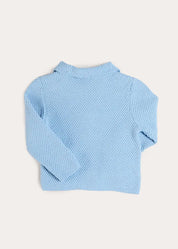 Nautical Boat Embroidery Polo Collar Cardigan in Sky Blue (12mths-6yrs) Knitwear from Pepa London
