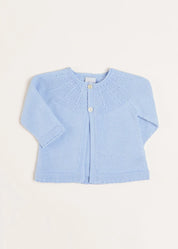 Openwork Detail Baby Cardigan in Light Blue (1-9mths) Knitwear from Pepa London