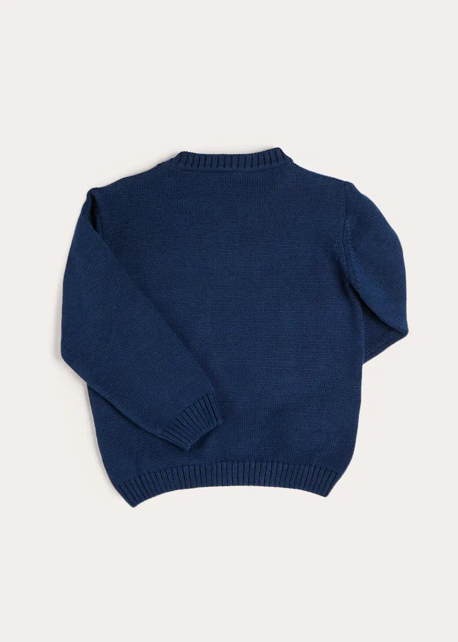 Seaside Postcard Knitted Jumper in Navy (18mths-6yrs) Knitwear from Pepa London