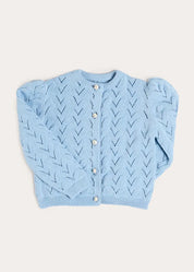 Openwork Cotton Cardigan in Light Blue (2-10yrs) Knitwear from Pepa London